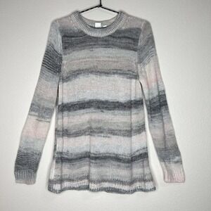 GAP Forever Cozy Tunic White Pink Grey Spacedye Knit Sweater Sz M